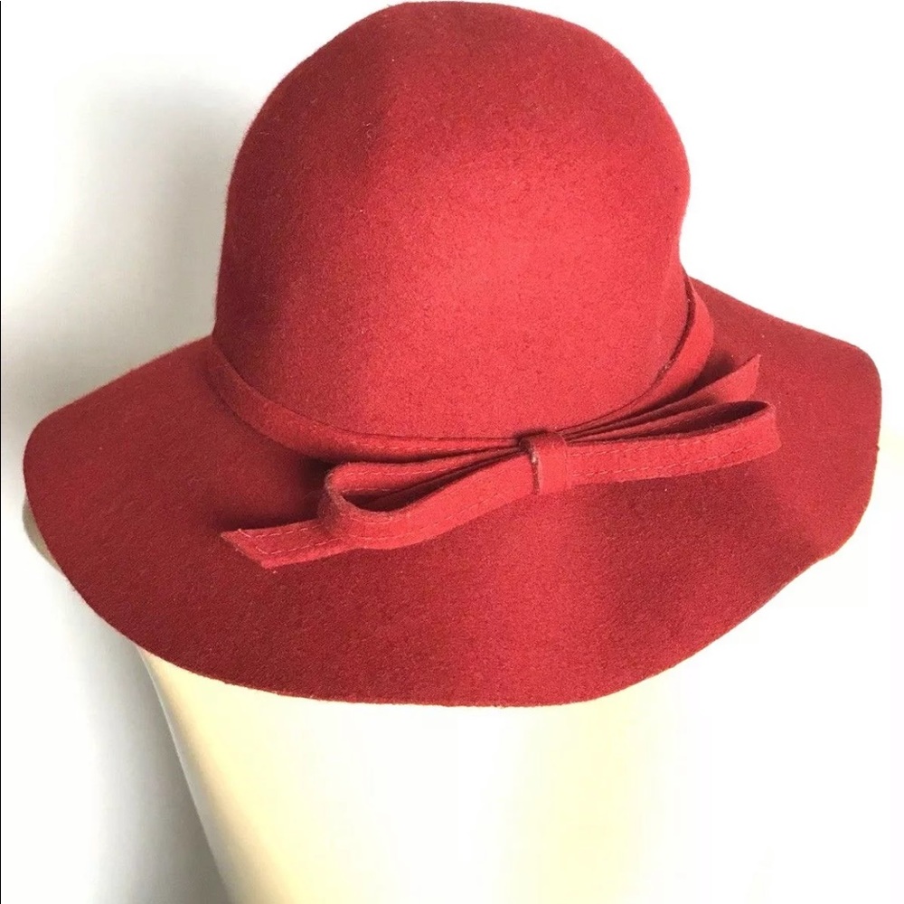 Womens Fedora Hat Wool Red One Size